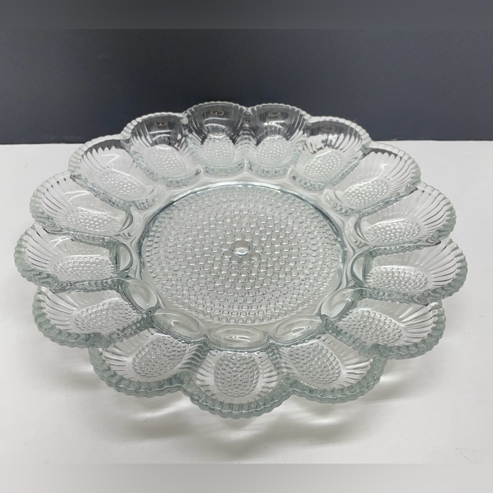 1950s Thousand Eyes Hobnail Decorative Egg Tray Platter Server By Indiana Glass